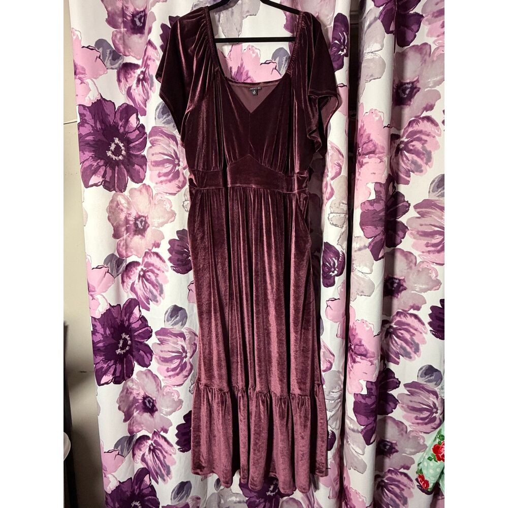 Velvet Flutter Sleever Surplice Maxi Dress